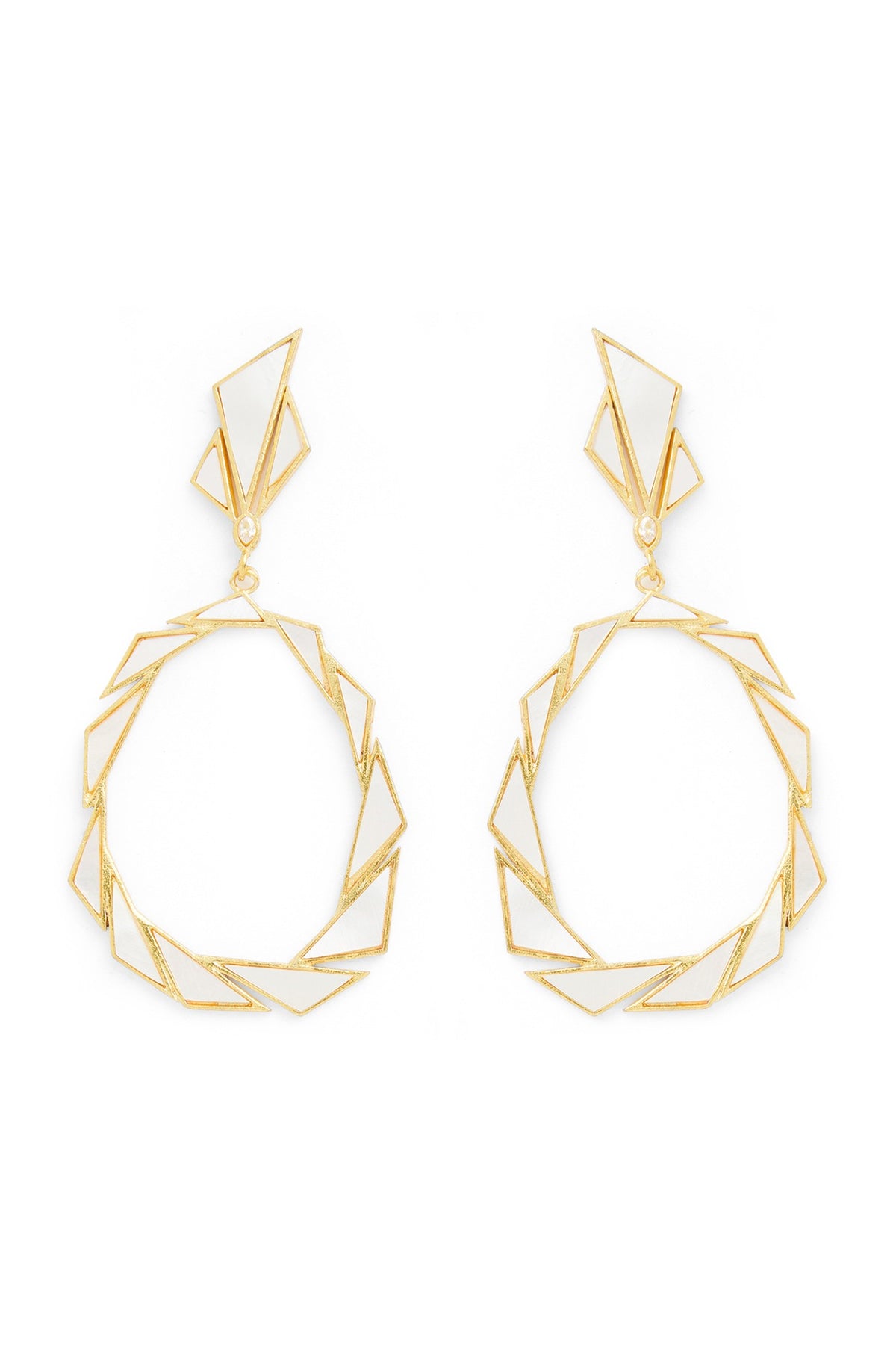 Gold Plated Pearl Dangler Earrings In Sterling Silver