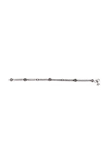 White Finish Rose Anklet In Sterling Silver