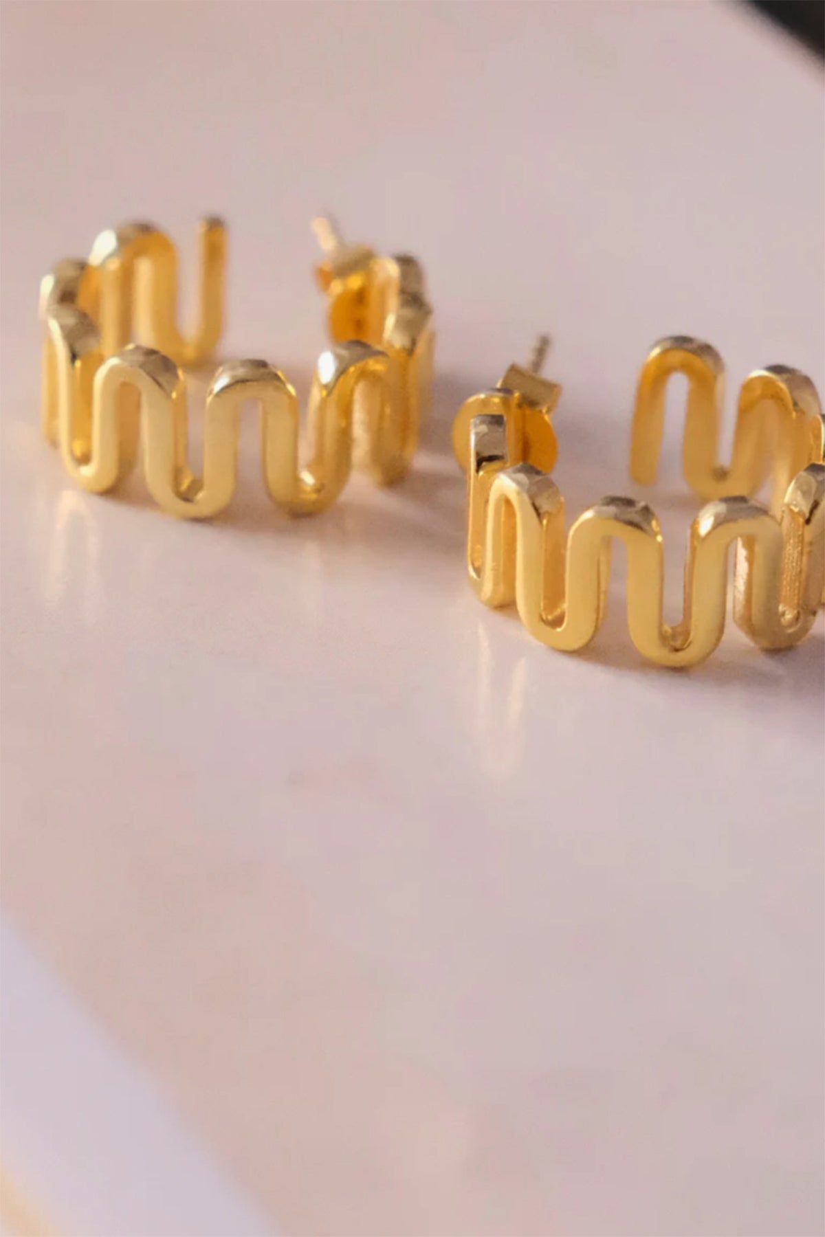 Gold Finish Hoop Earrings In Sterling Silver