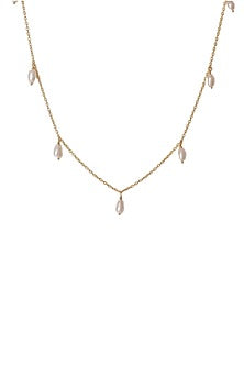 Gold Finish Pearl Necklace In Sterling Silver