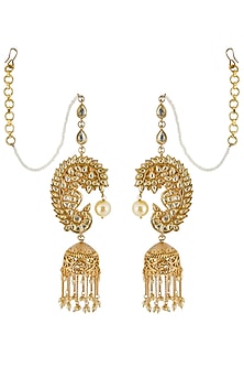 Gold Finish Kan Chain Jhumka Earrings