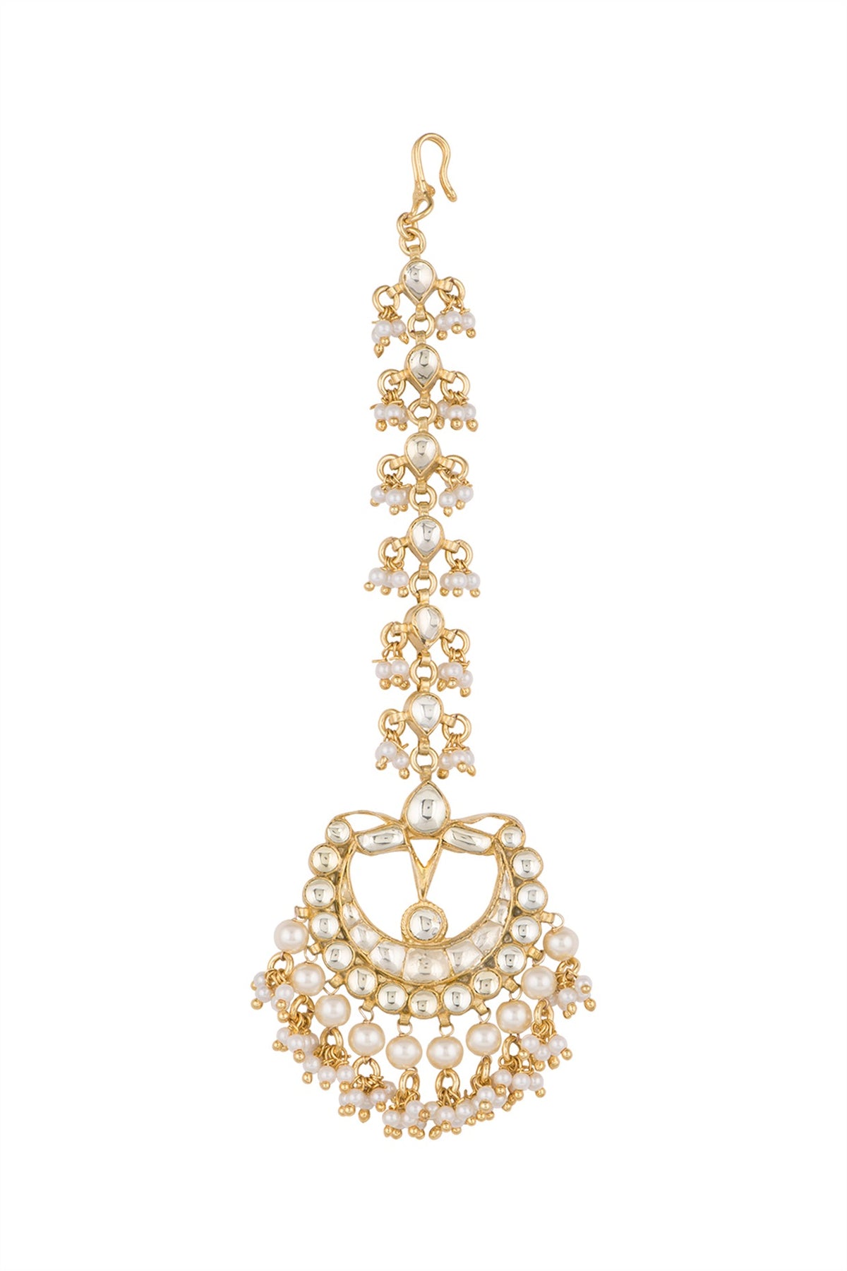 Gold Finish Pearls & Kundan Maangtika