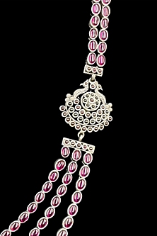 Silver Finish Ruby Stone Necklace In Sterling Silver