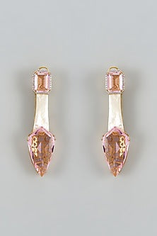 White Finish Cubic Zirconia & Mother Of Pearl Dangler Earrings