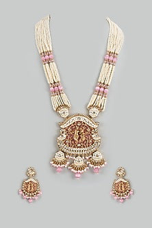 Gold Finish Kundan Polki Meenakari Mala Set