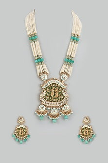 Gold Finish Kundan Polki Meenakari Mala Set