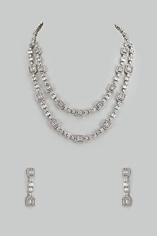 White Finish Cubic Zirconia Necklace Set