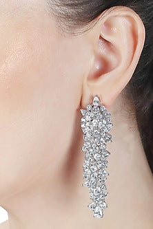 White Finish Cubic Zirconia Dangler Earrings