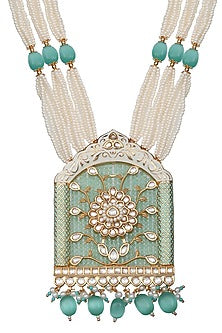Gold Finish Beaded & Kundan Polki Meenakari Mala Set