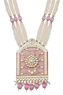 Gold Finish Beaded & Kundan Polki Meenakari Mala Set