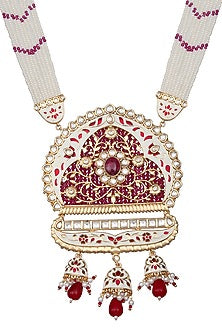 Gold Finish Beaded & Kundan Polki Meenakari Mala Set