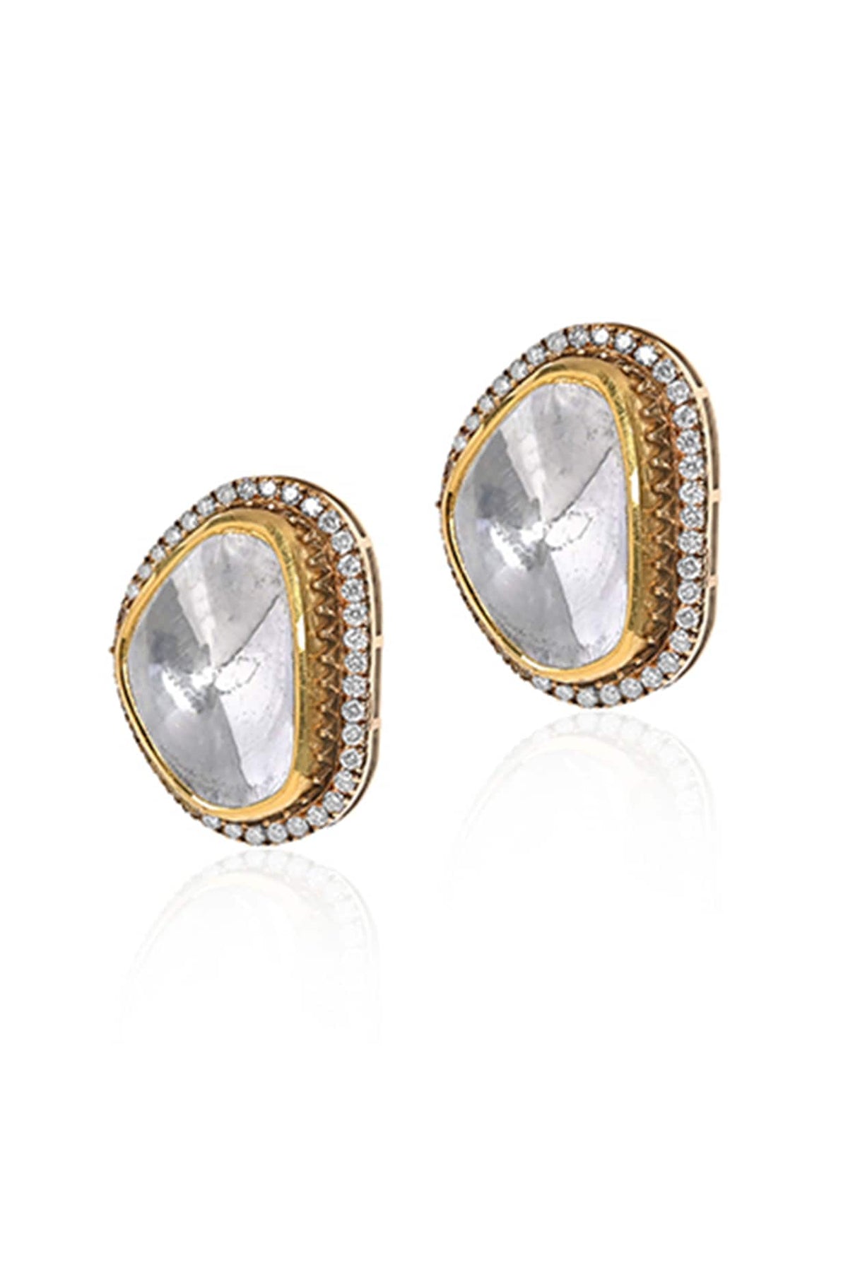 18kt Gold Finish Diamond Stud Earrings