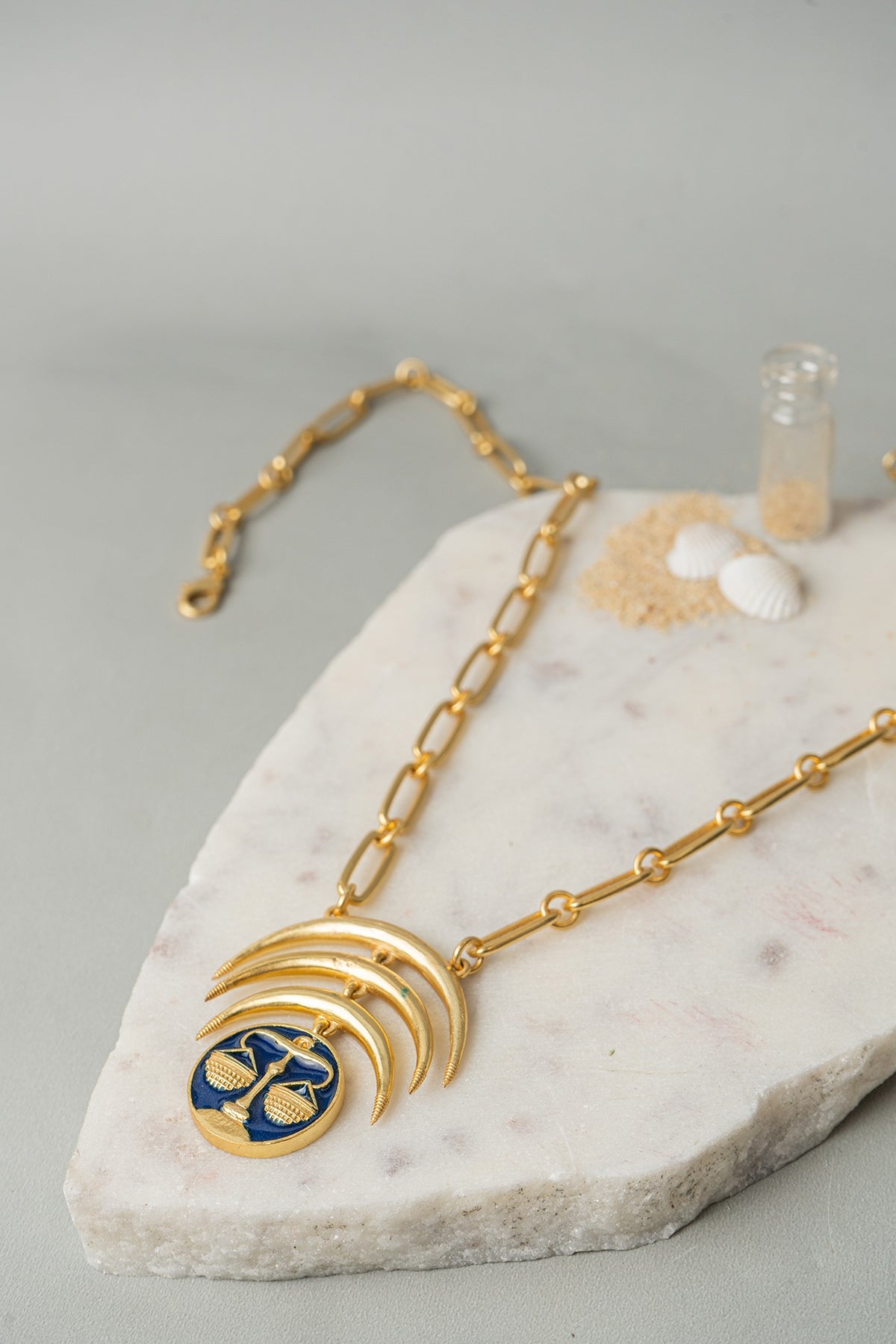 Gold Finish Libra Necklace