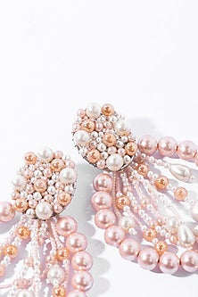Pink Pearl Cluster Drop Earrings