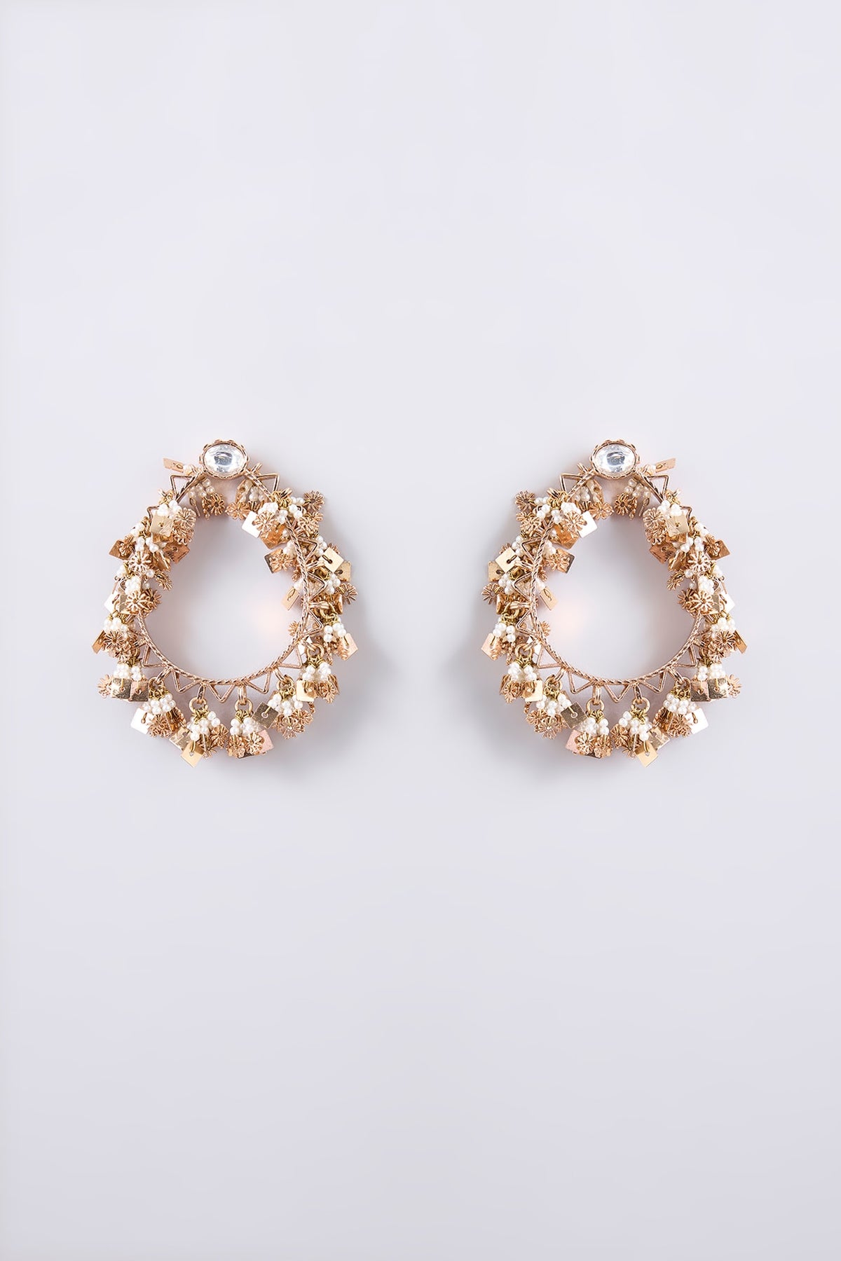 Gold Finish Kundan Polki Dangler Earrings
