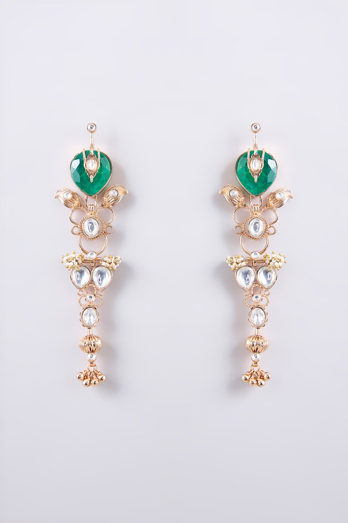 Gold Finish Kundan Polki Dangler Earrings