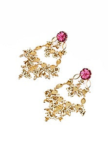 Gold Plated Faux Pearl & Mirror Work Dangler Earrings