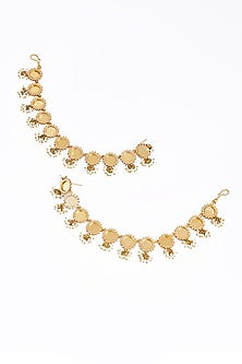 Gold Plated Faux Pearl & Mirror Work Sahara Earrings