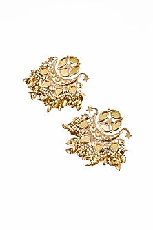 Gold Plated Faux Pearl & Mirror Work Dangler Earrings