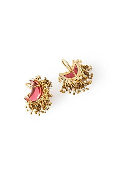 Antique Gold Plated Faux Pearl Stud Earrings
