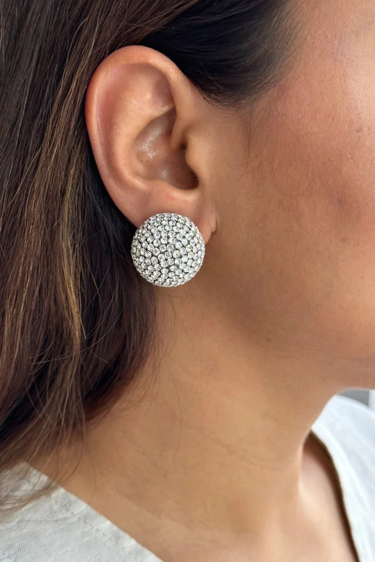Silver Finish Crystal Stud Earrings