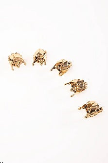 Antique Gold Plated Brass Rings (Set Of 5)