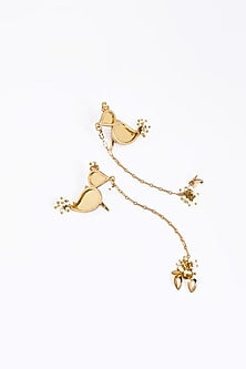 Gold Plated Faux Pearl Dangler Earrings