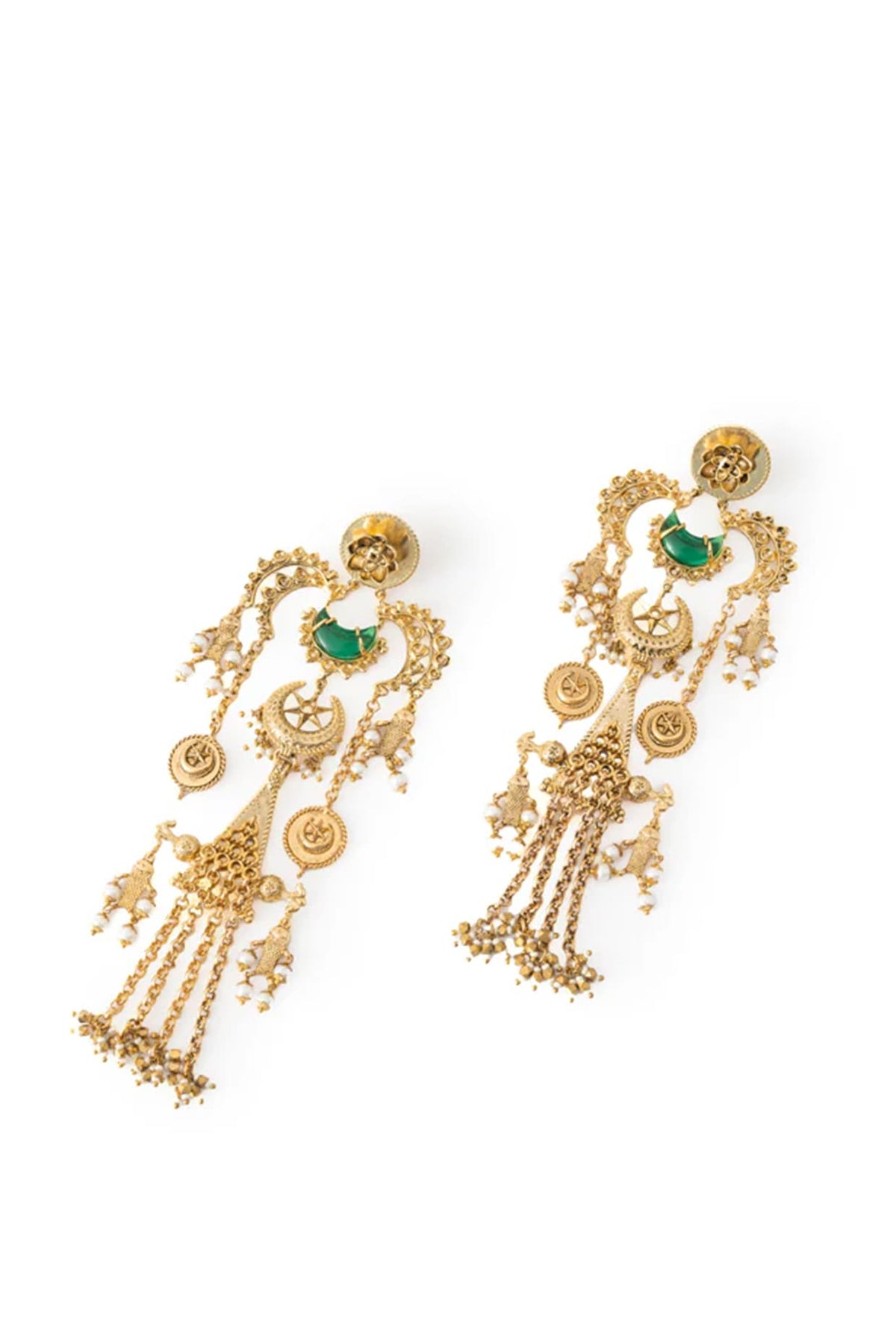 Antique Gold Plated Faux Pearl Dangler Earrings