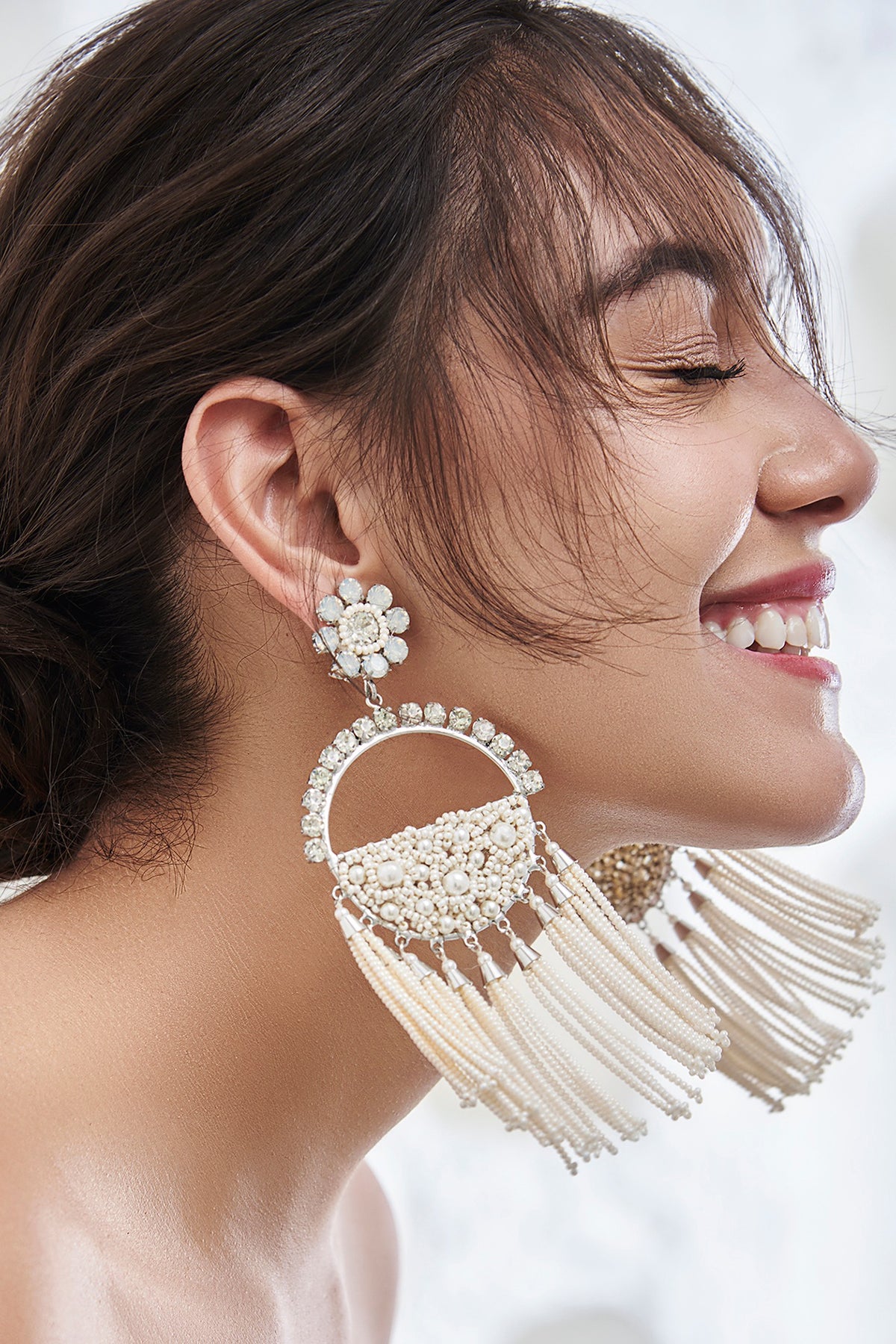 White Brass Dangler Earring