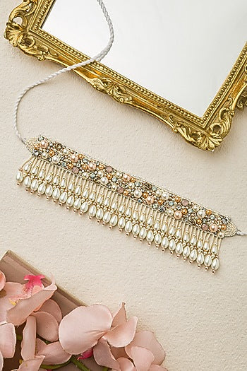 Two-Tone Finish Hand Embroidered Choker Necklace