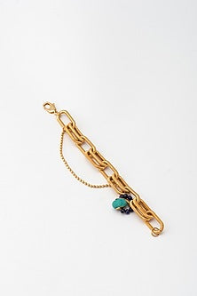 Gold Plated Turquoise Stone & Lapis Link Bracelet