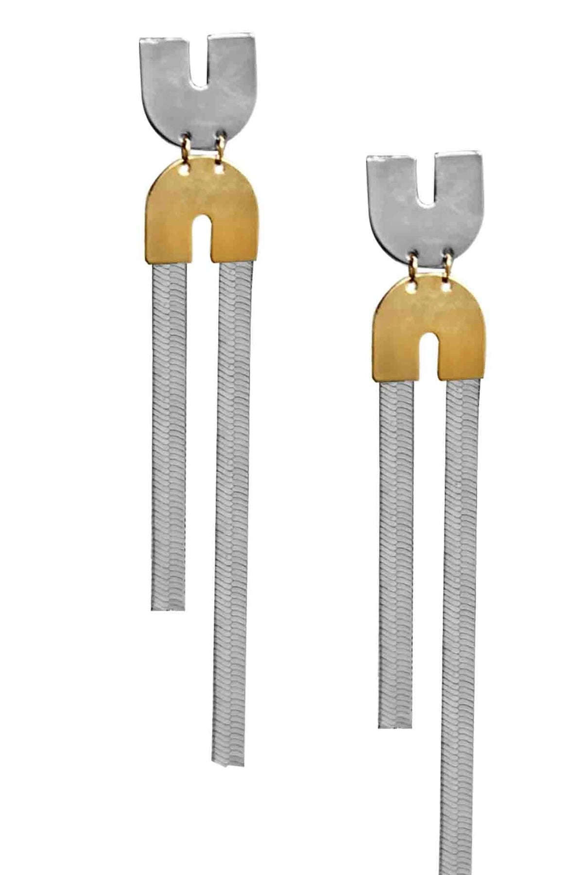 Gold Finish Statement Dangler Earrings