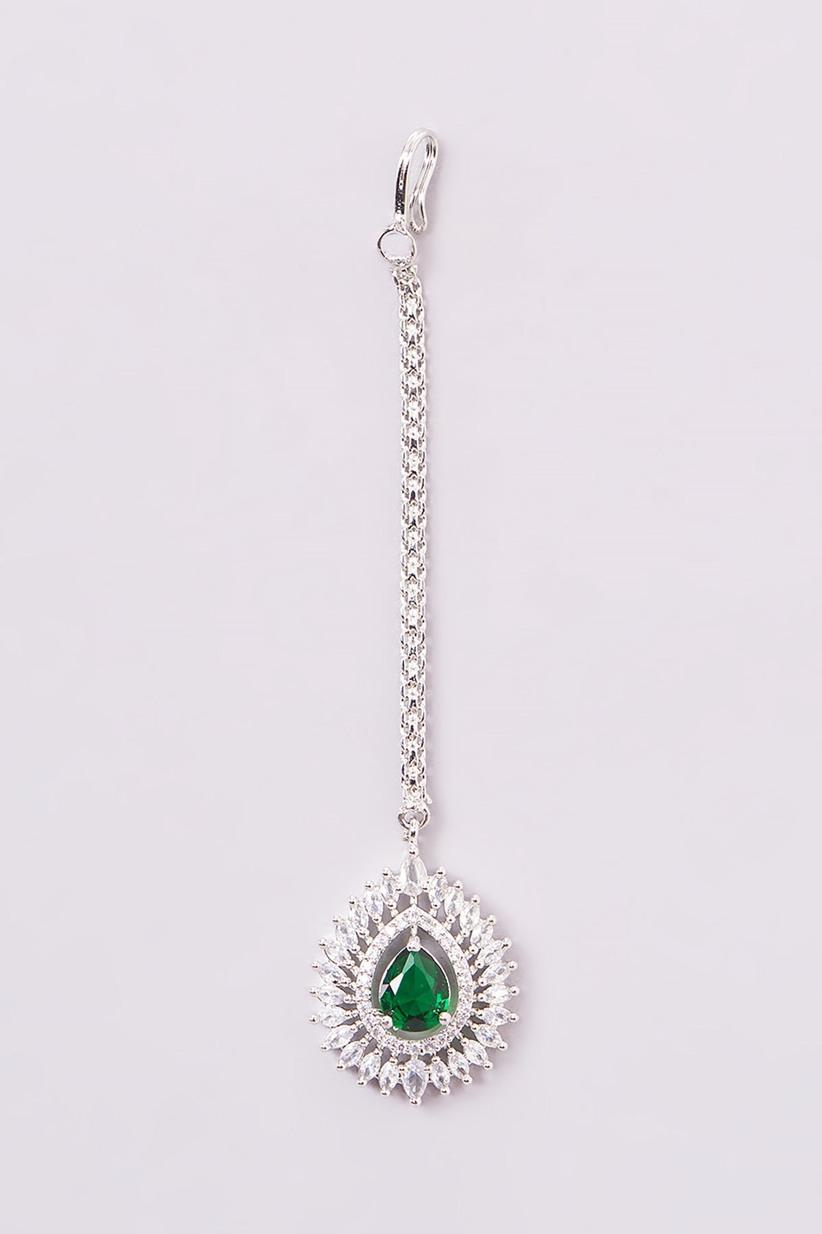 White Finish Zircon & Emerald Necklace Set