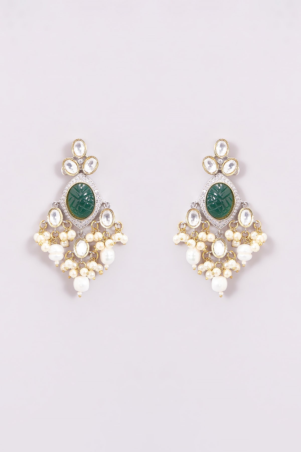 Two Tone Finish Kundan Polki Dangler Earrings