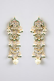 Gold Finish Kundan Polki & Pearl Choker Necklace Set