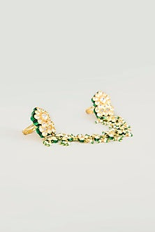Gold Finish Kundan Polki Adjustable Ring