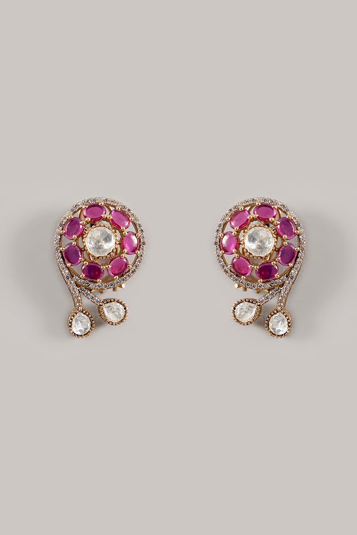 White Finish Kundan Polki & Ruby Stone Choker Necklace Set
