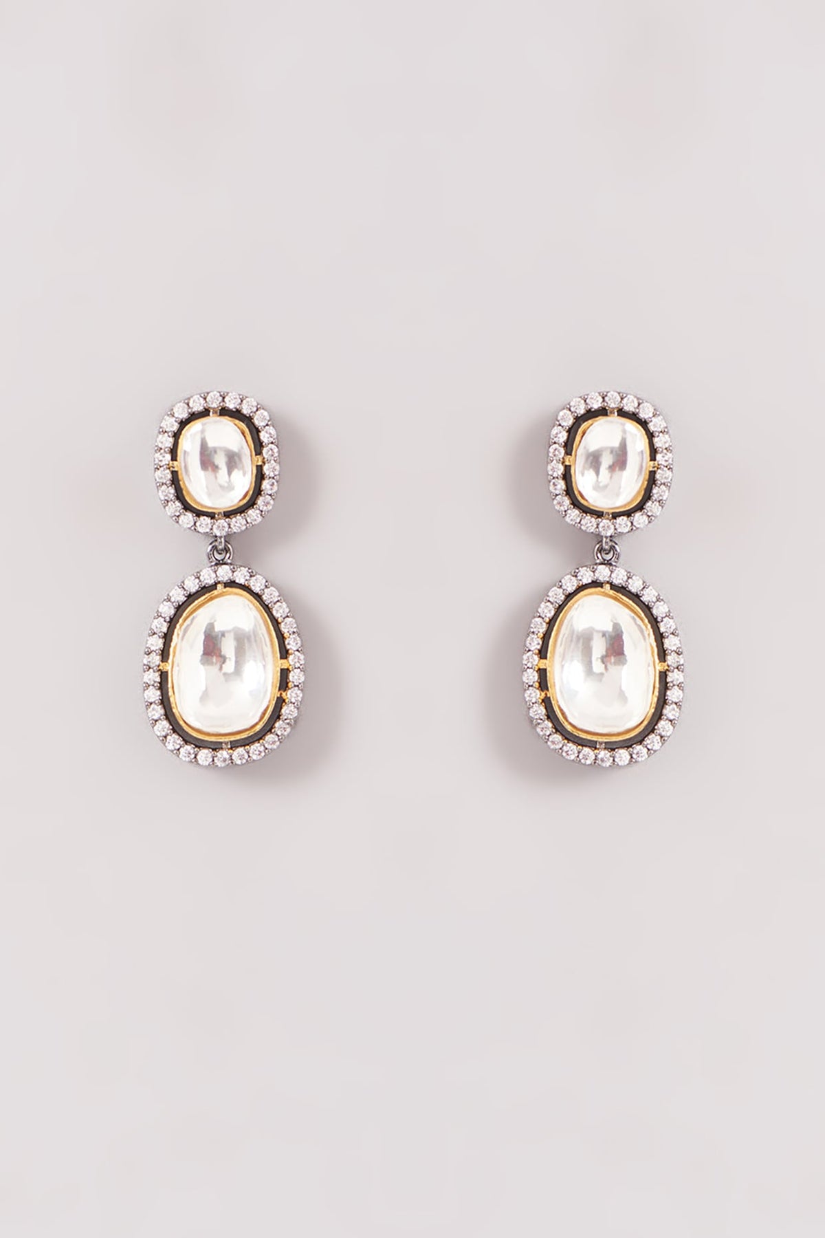 Two Tone Finish Kundan Polki Necklace Set