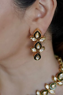 Gold Finish Kundan Polki Necklace Set