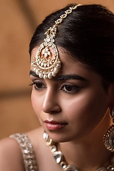Gold Finish Kundan Polki Maangtikka