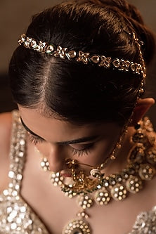 Gold Finish Kundan Polki Mathapatti