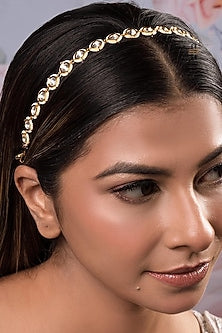 Gold Finish Kundan Polki Mathapatti