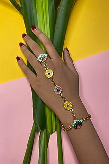 Gold Finish Multi-Colored Enameled Hand Harness