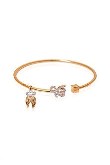 14Kt Yellow Gold Diamond Charm Bangle