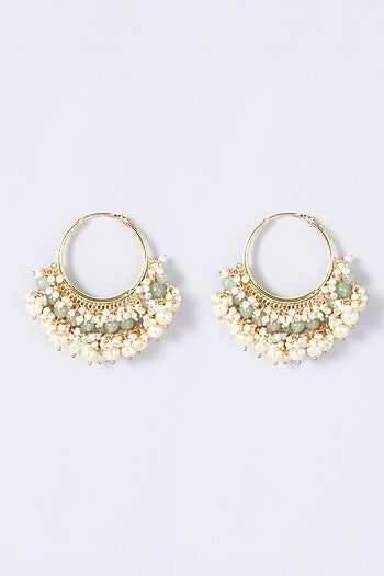 Gold Finish Pearls Hoop Earrings