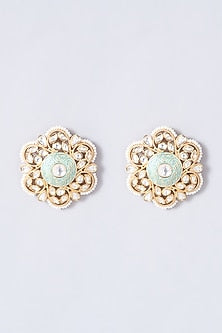 Gold Finish Pearls Stud Earrings