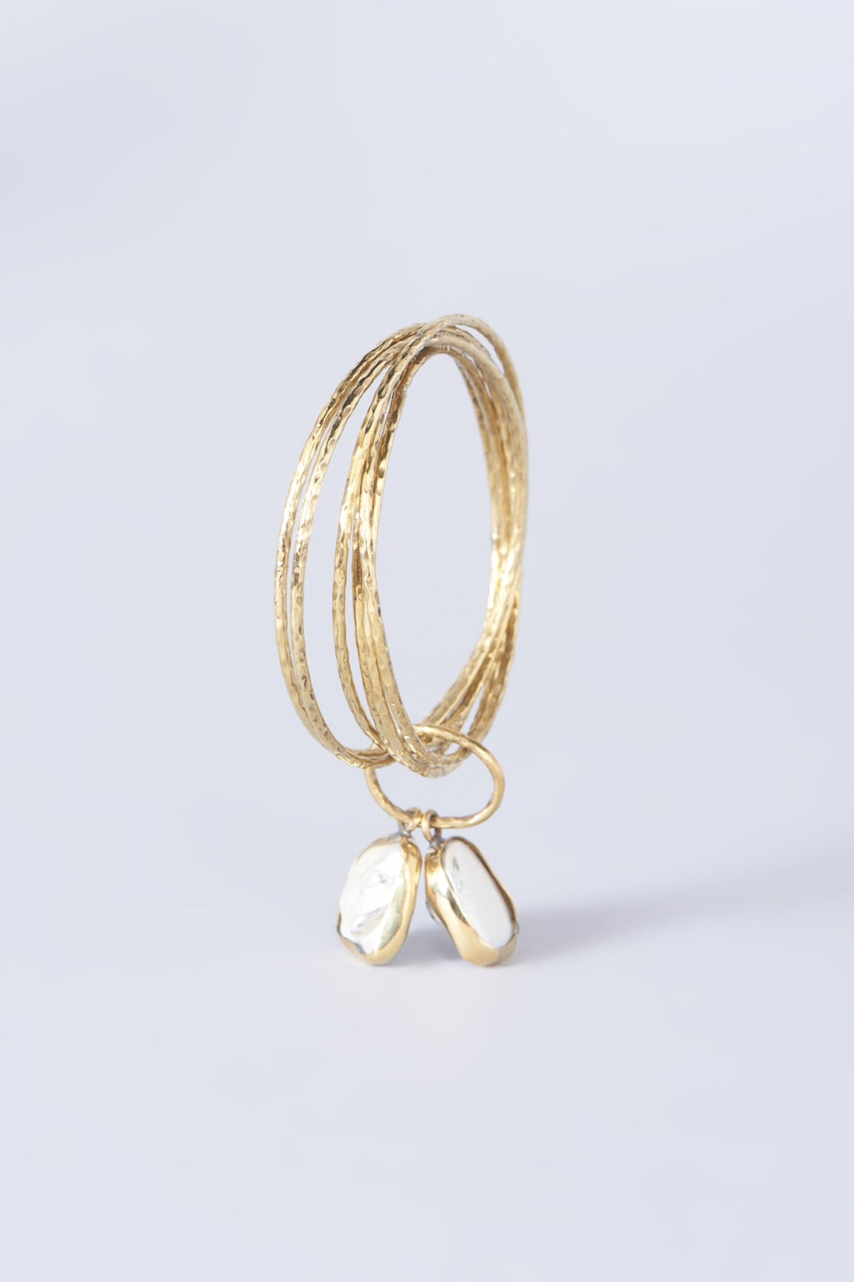 Gold Finish Pearl Bangles (Set of 6)