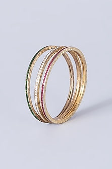 Gold Finish Zircons Bangles (Set of 6)