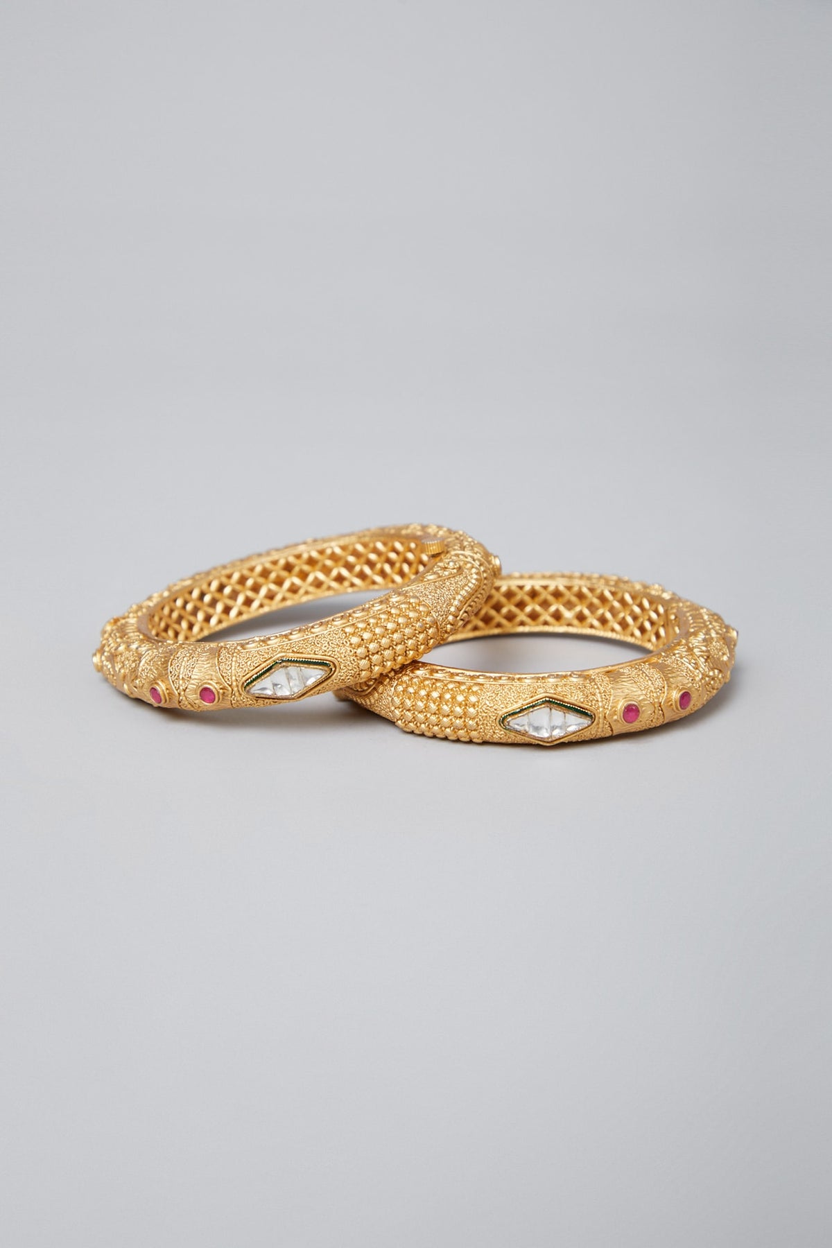 Gold Plated Kundan & Stone Bangles