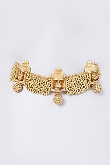 Gold Finish Beaded Temple Choker Necklace